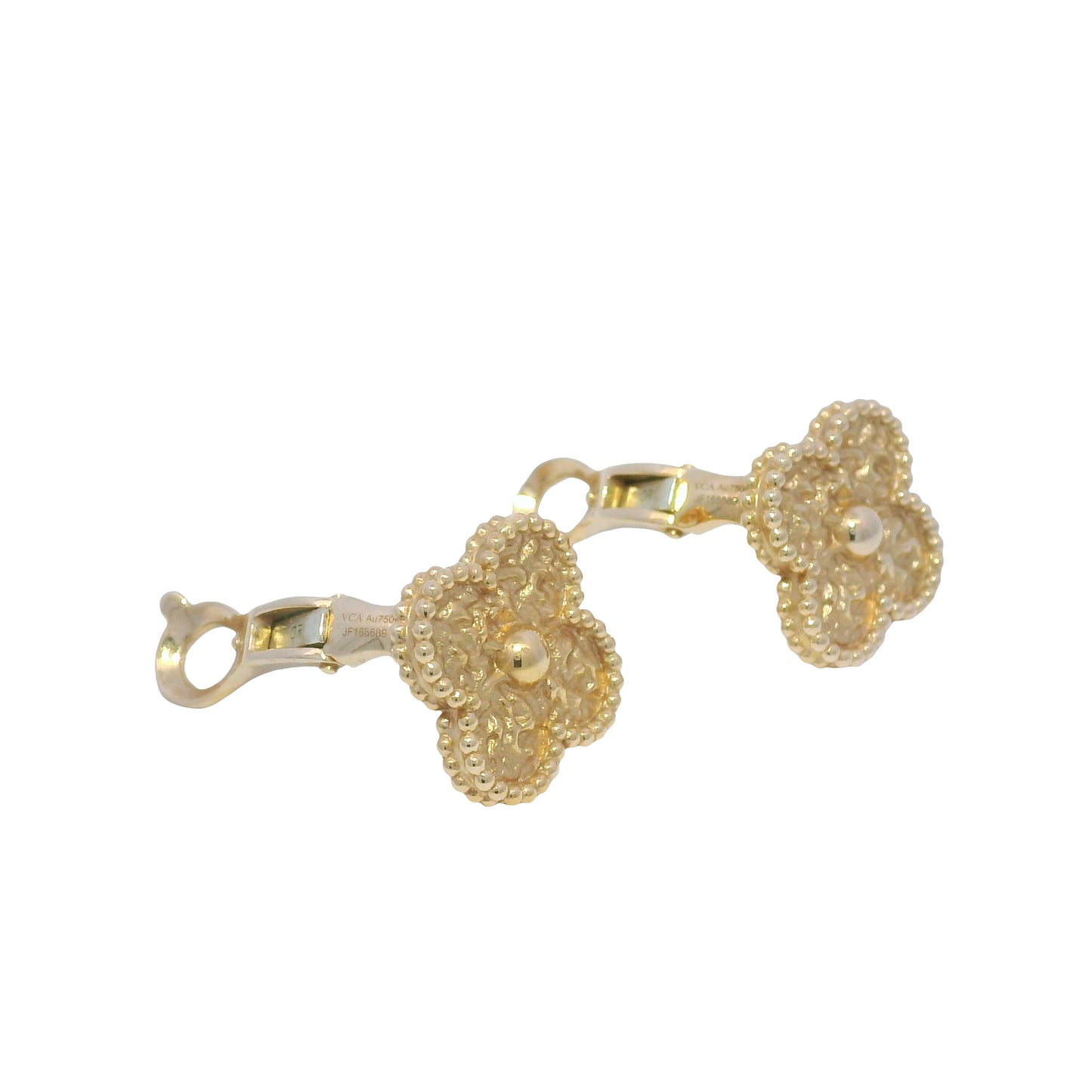 Van Cleef & Arpels 18k Rose Gold Hammered Single Motif Stud Earrings