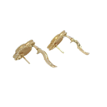 Van Cleef & Arpels 18k Rose Gold Hammered Single Motif Stud Earrings