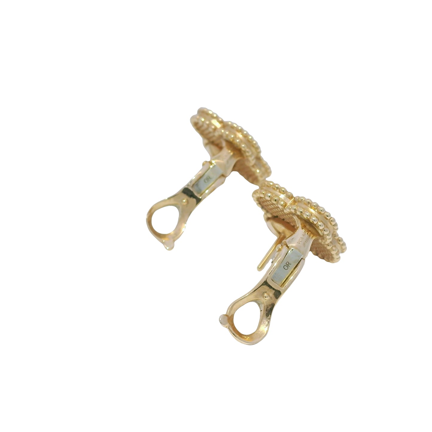Van Cleef & Arpels 18k Rose Gold Hammered Single Motif Stud Earrings