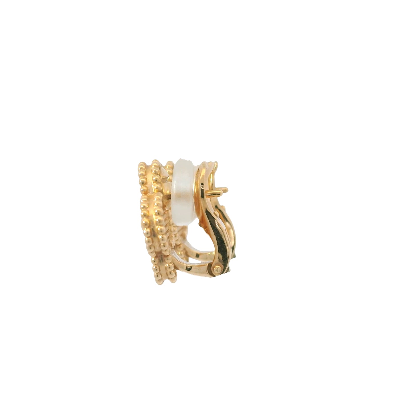 Van Cleef & Arpels 18k Rose Gold Hammered Single Motif Stud Earrings