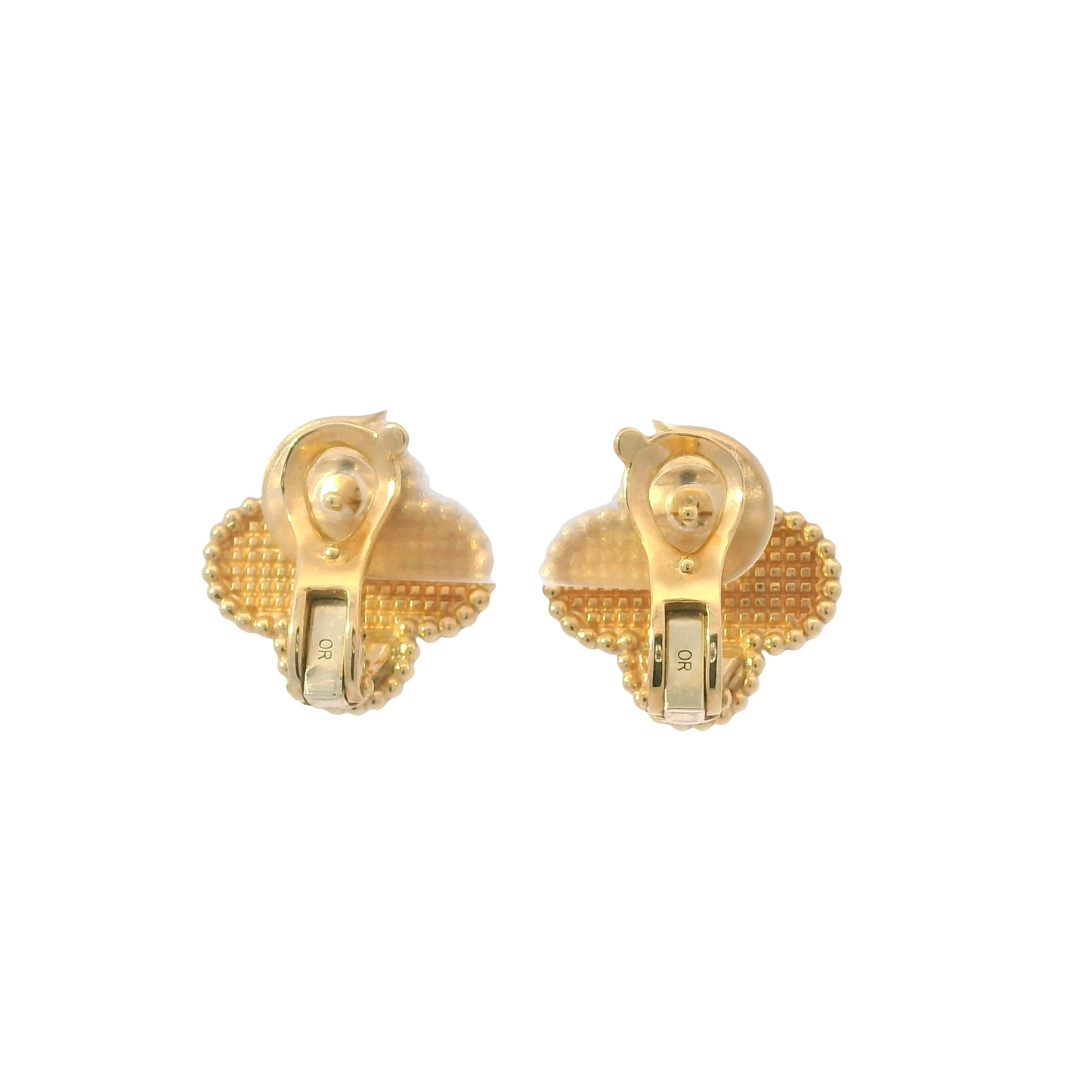 Van Cleef & Arpels 18k Rose Gold Hammered Single Motif Stud Earrings