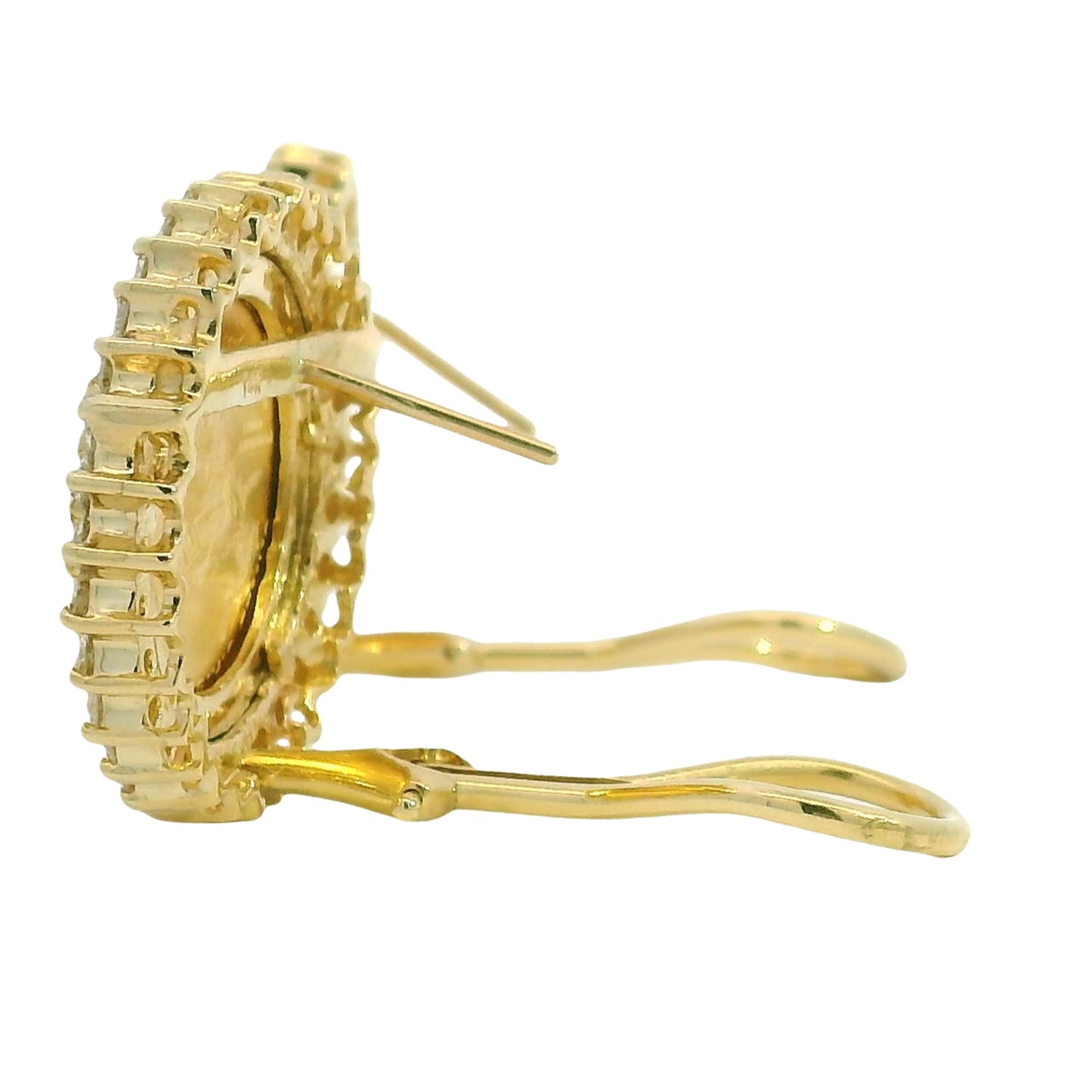 14k Yellow Gold Natural 1.80 Carat Diamond Halo Liberty Coin Earrings