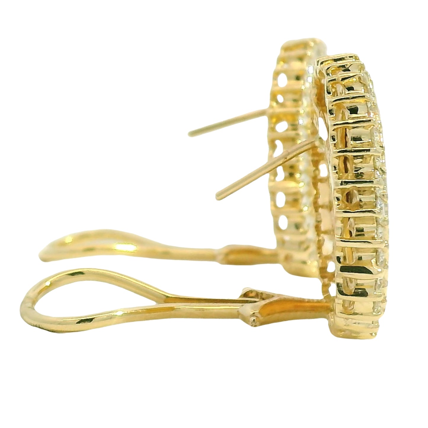 14k Yellow Gold Natural 1.80 Carat Diamond Halo Liberty Coin Earrings