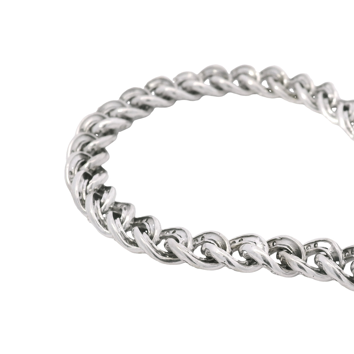 14K White Gold Natural 4.50 Carat Round Brilliant Cut Diamond Cuban Link Bracelet