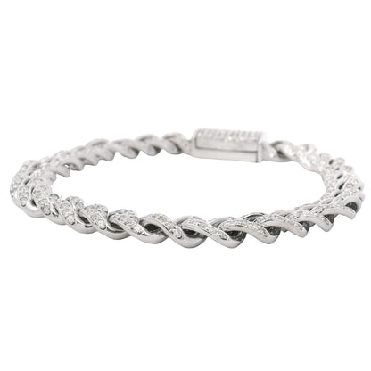 14K White Gold Natural 4.50 Carat Round Brilliant Cut Diamond Cuban Link Bracelet