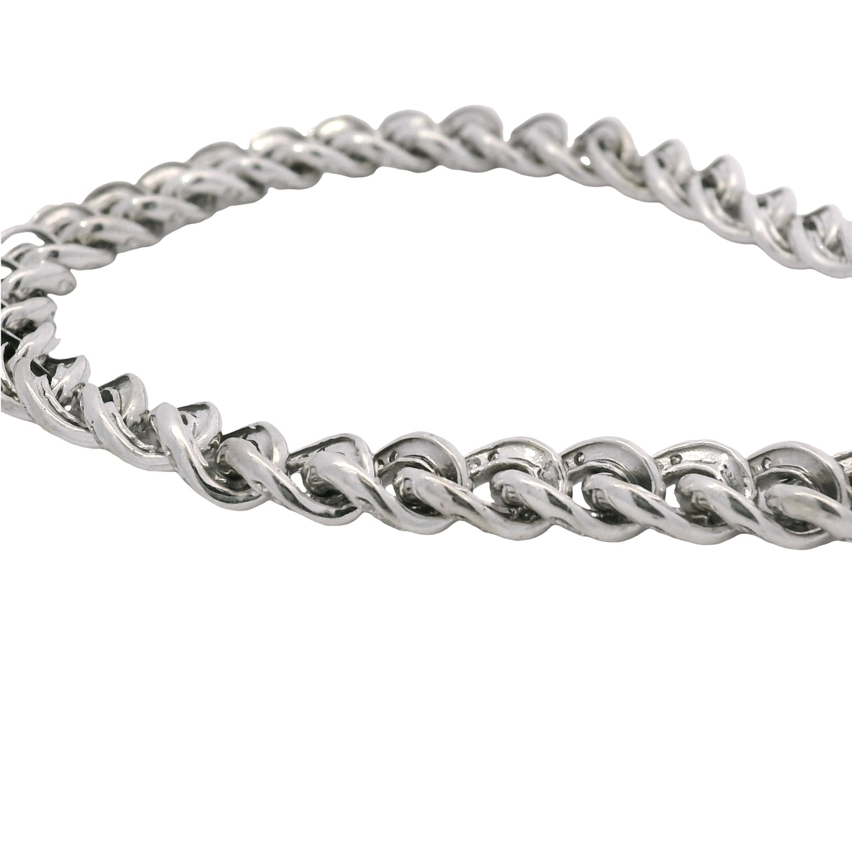 14K White Gold Natural 4.50 Carat Round Brilliant Cut Diamond Cuban Link Bracelet