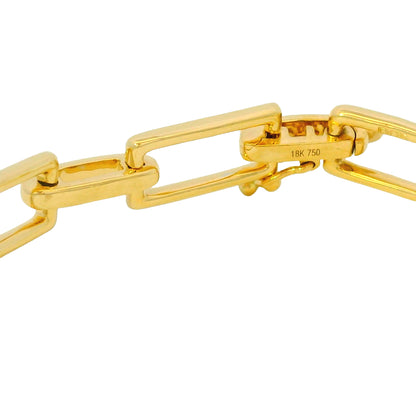 7" 18k White And Yellow Gold Natural Diamond Square Link Bracelet