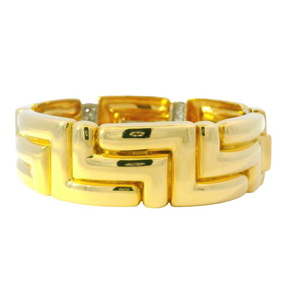 18k Yellow Gold Natural 3.15 Carat Diamond Pave Wide Link Bracelet