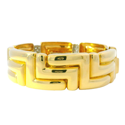 18k Yellow Gold Natural 3.15 Carat Diamond Pave Wide Link Bracelet