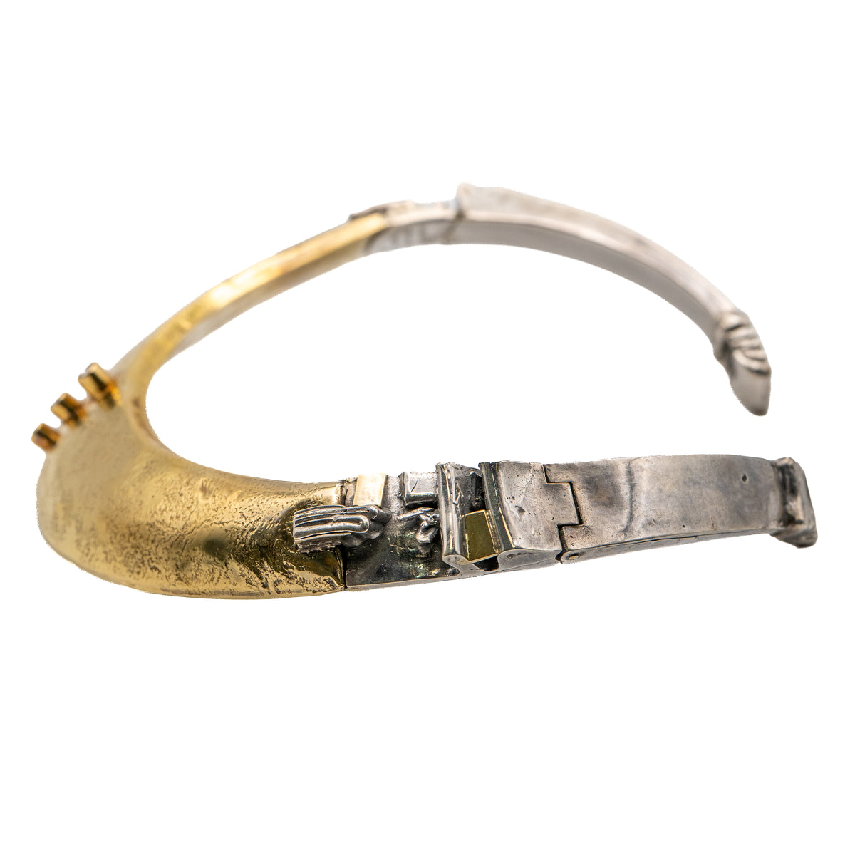 Misani Milano 18k Two Tone Gold Hammered Wide Collar Necklace