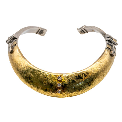 Misani Milano 18k Two Tone Gold Hammered Wide Collar Necklace