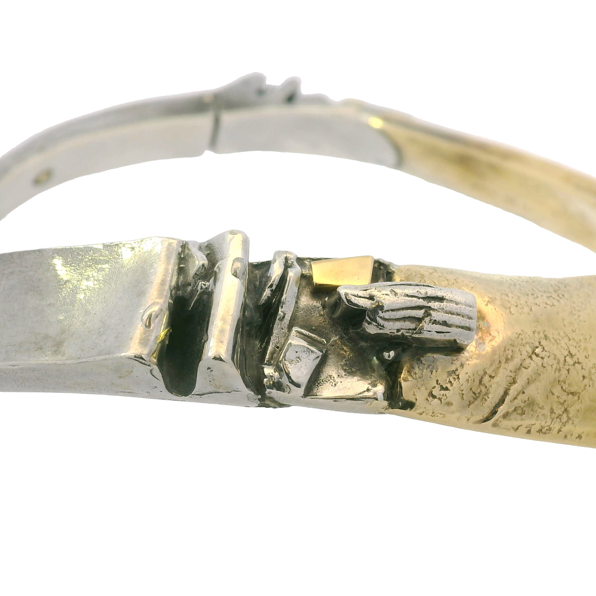 Misani Milano 18k Two Tone Gold Hammered Wide Collar Necklace