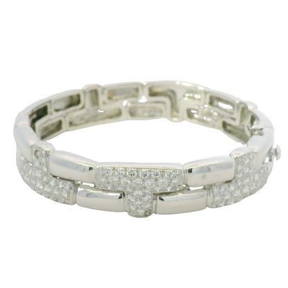 18K White Gold Natural Round Brilliant Diamond Pave Station Link Bracelet