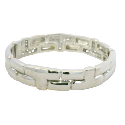 18K White Gold Natural Round Brilliant Diamond Pave Station Link Bracelet