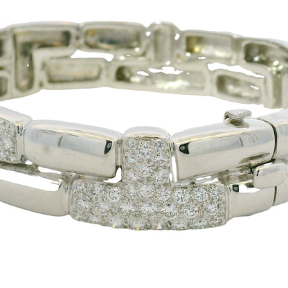 18K White Gold Natural Round Brilliant Diamond Pave Station Link Bracelet
