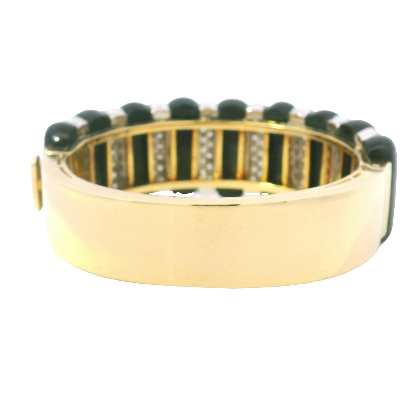 18k Yellow Gold Onyx and Natural 4.05 Carat Diamond Cuff Bracelet