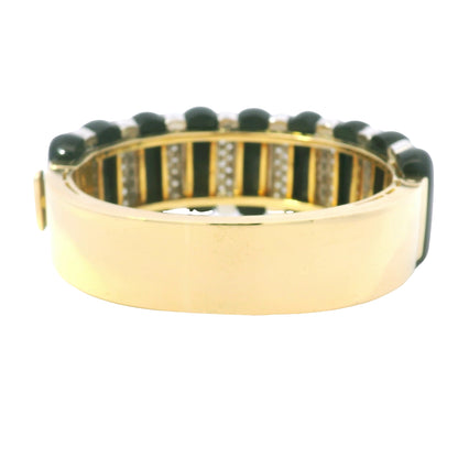 18k Yellow Gold Onyx and Natural 4.05 Carat Diamond Cuff Bracelet