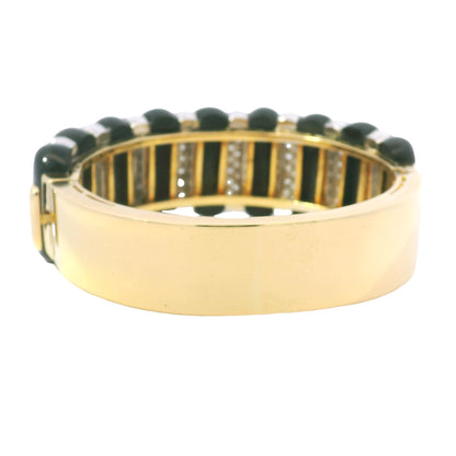 18k Yellow Gold Onyx and Natural 4.05 Carat Diamond Cuff Bracelet