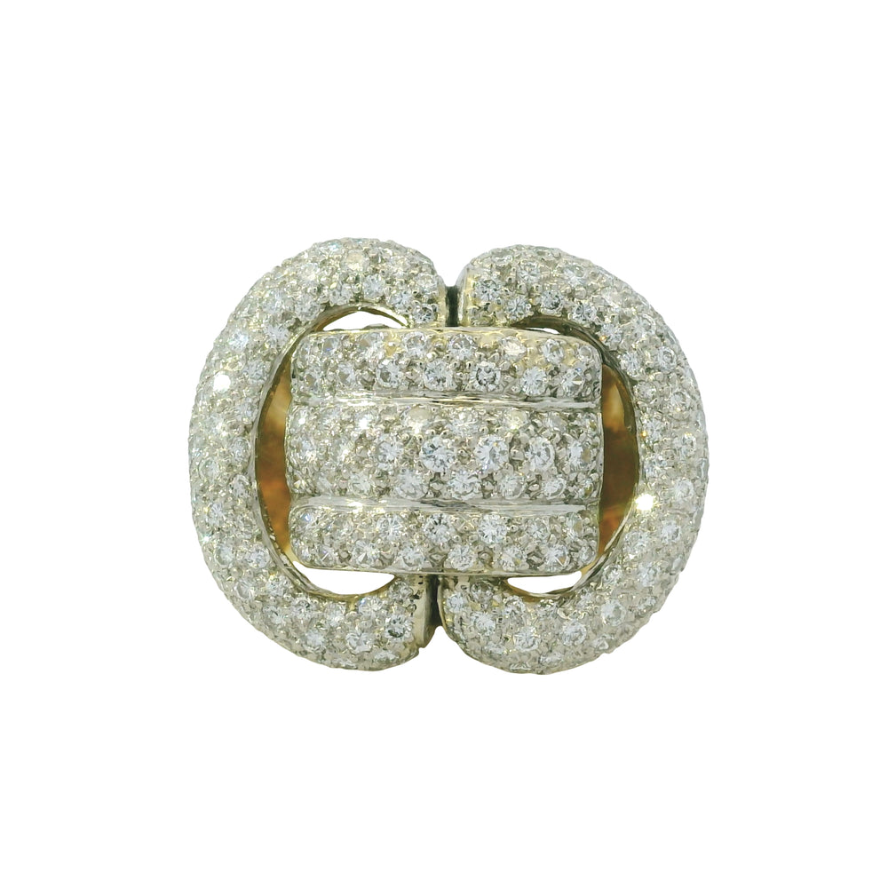 18K Yellow Gold Natural 3.95 Carat Diamond Pave Multi-Row Cocktail Ring — product photo 1