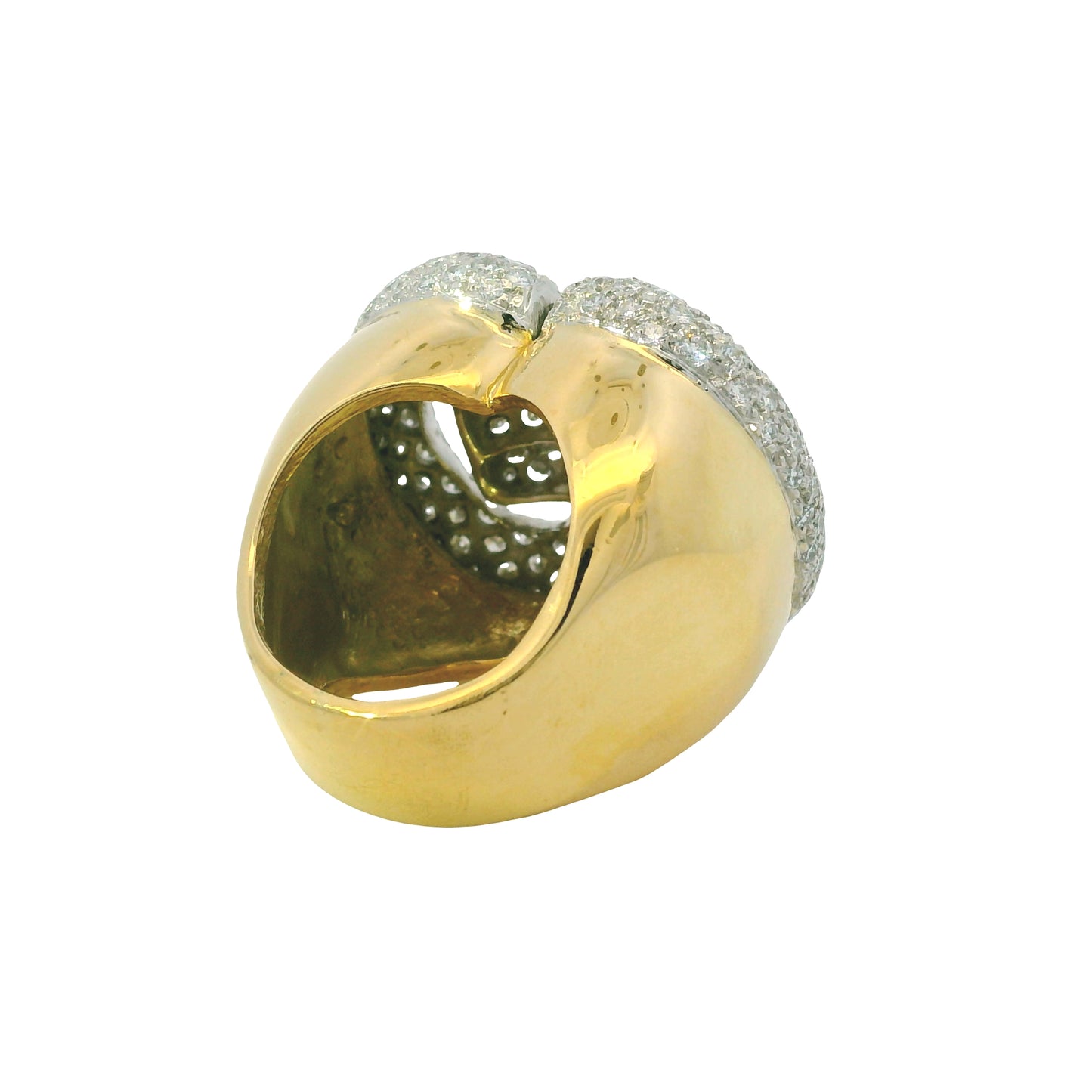 18K Yellow Gold Natural 3.95 Carat Diamond Pave Multi-Row Cocktail Ring