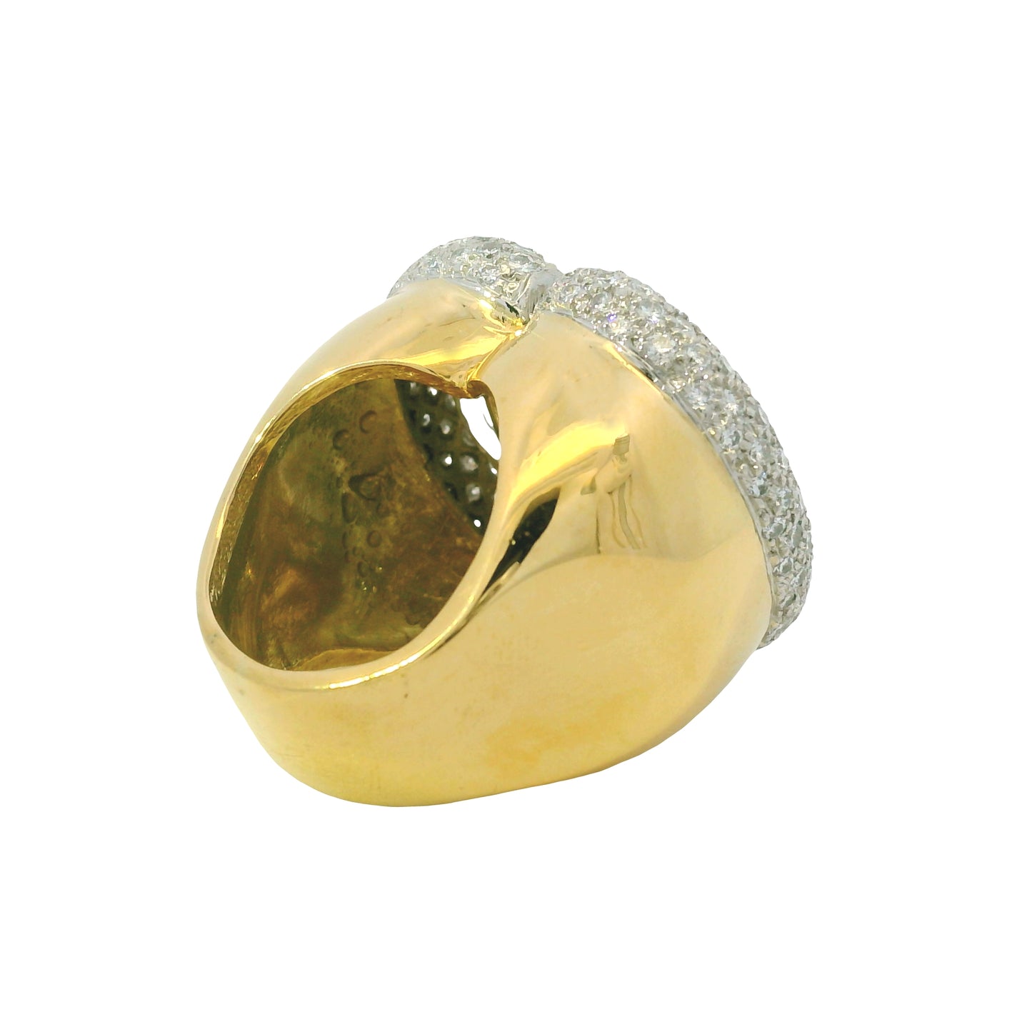 18K Yellow Gold Natural 3.95 Carat Diamond Pave Multi-Row Cocktail Ring
