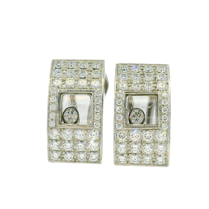 Chopard 18k White gold Happy Diamond 1/2 Hoop Earrings