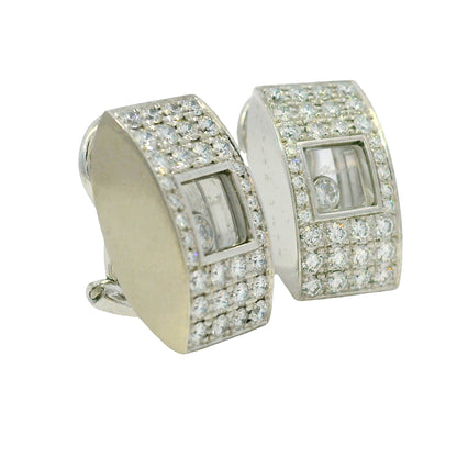 Chopard 18k White gold Happy Diamond 1/2 Hoop Earrings
