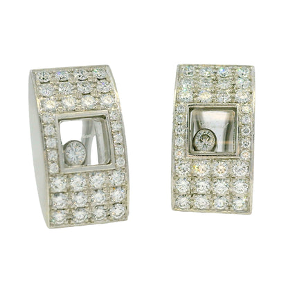 Chopard 18k White gold Happy Diamond 1/2 Hoop Earrings