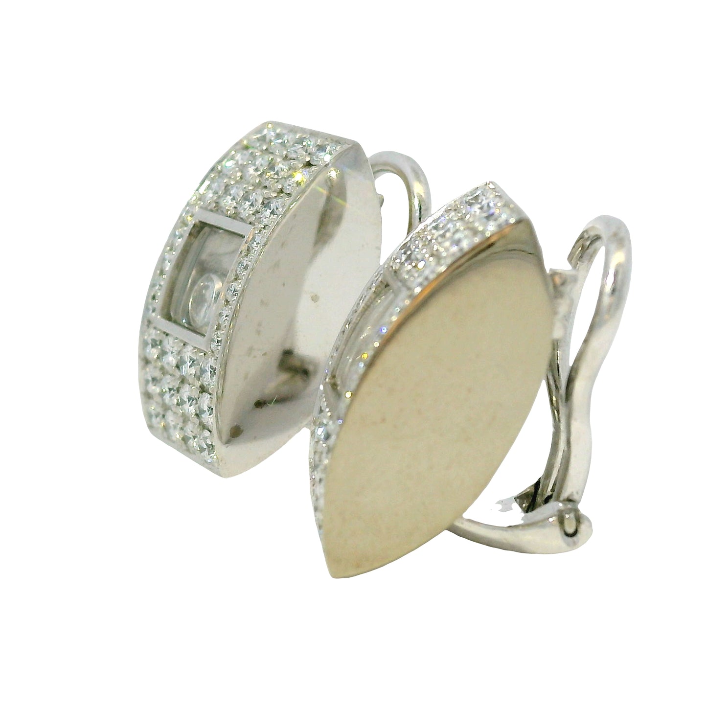 Chopard 18k White gold Happy Diamond 1/2 Hoop Earrings
