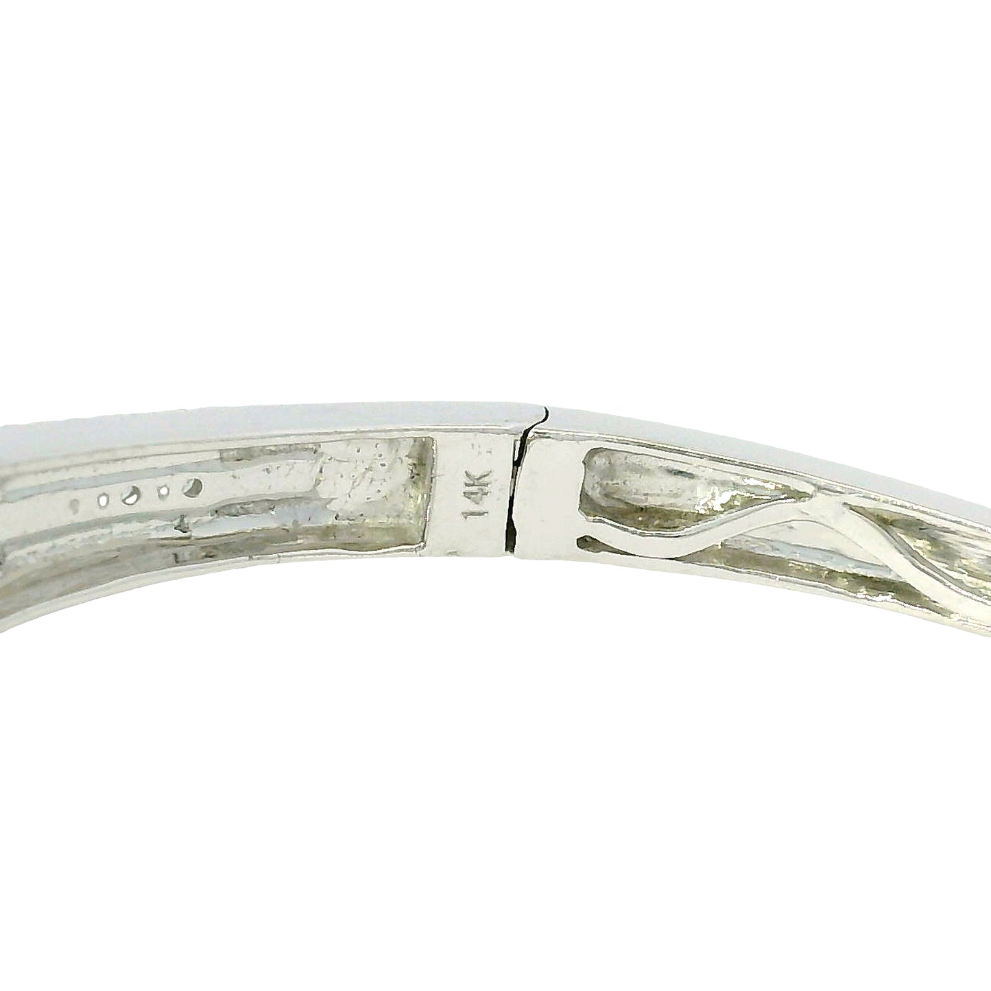 14k White Gold Black And White Diamond X Bangle Bracelet