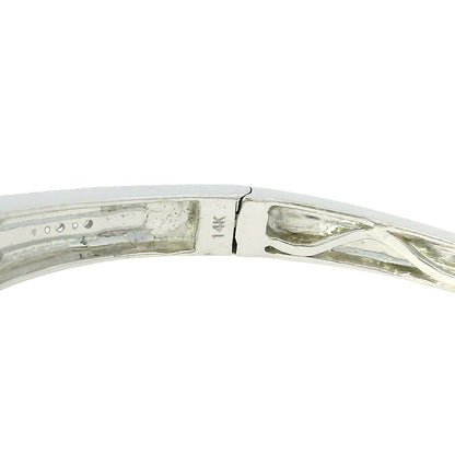 14k White Gold Black And White Diamond X Bangle Bracelet