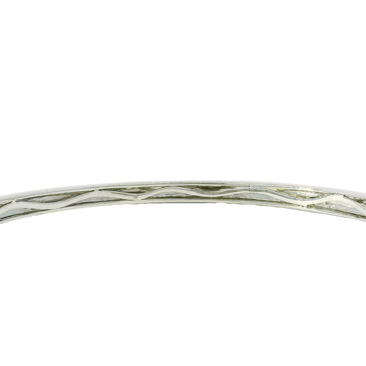 14k White Gold Black And White Diamond X Bangle Bracelet — product photo 5
