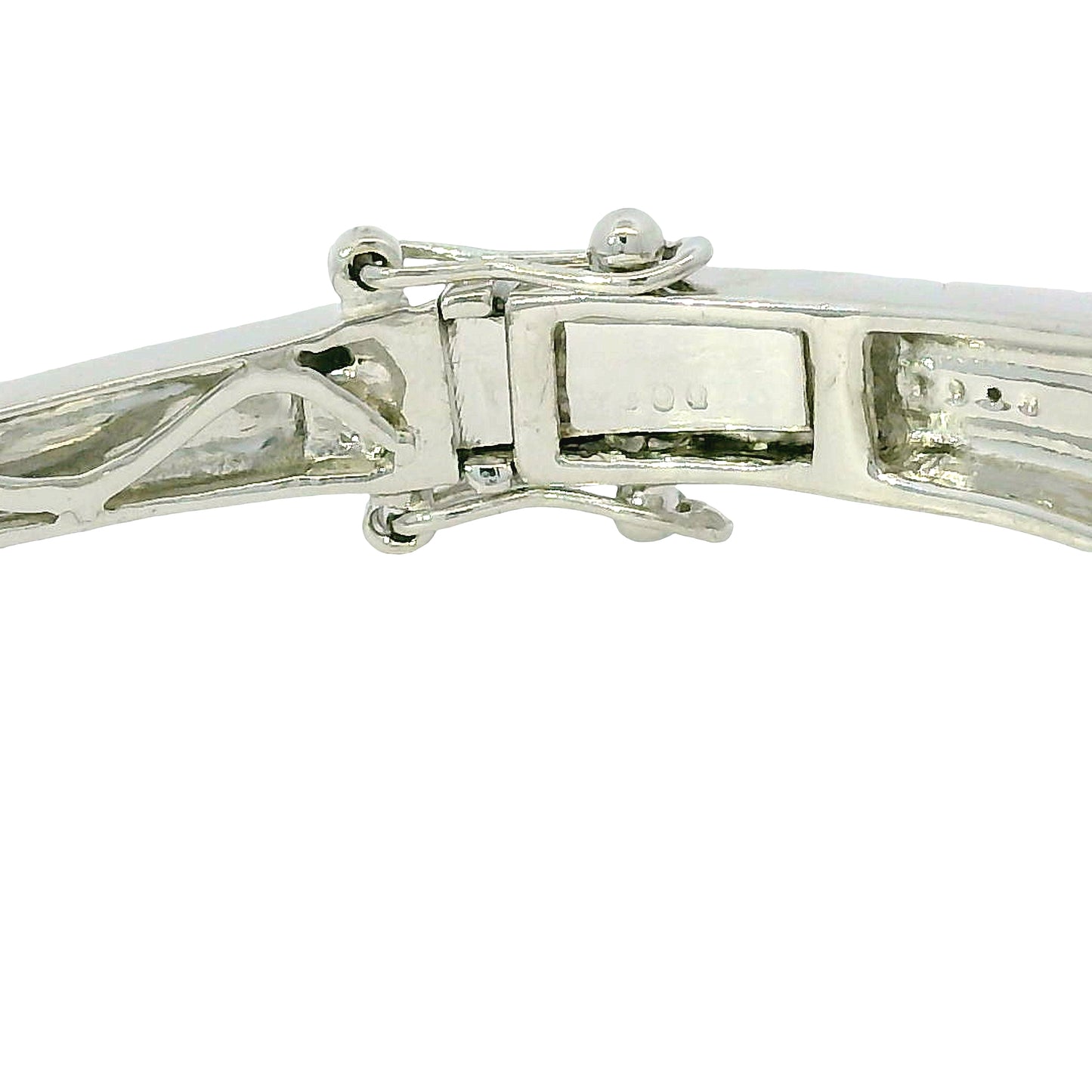 14k White Gold Black And White Diamond X Bangle Bracelet