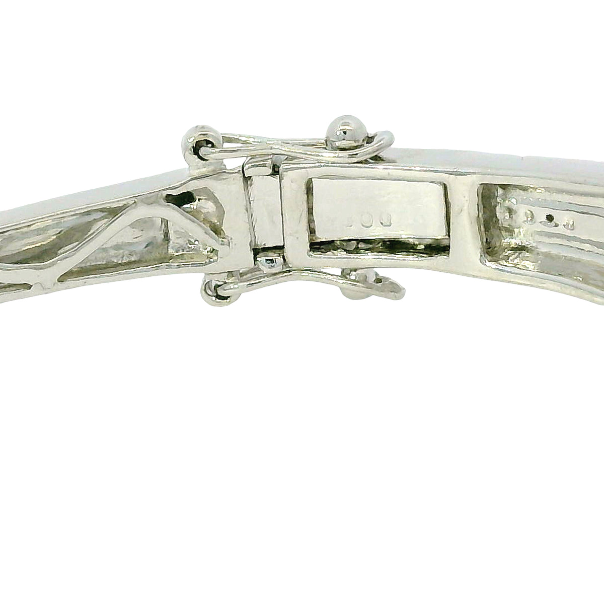 14k White Gold Black And White Diamond X Bangle Bracelet — product photo 6