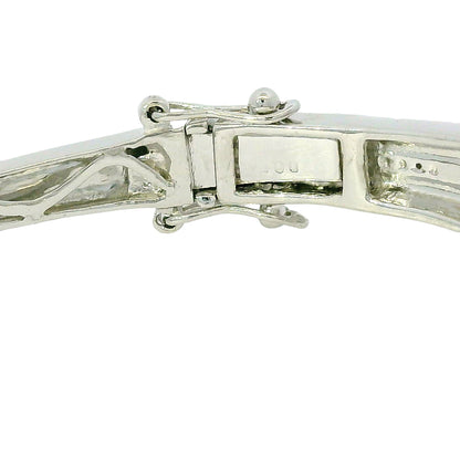 14k White Gold Black And White Diamond X Bangle Bracelet