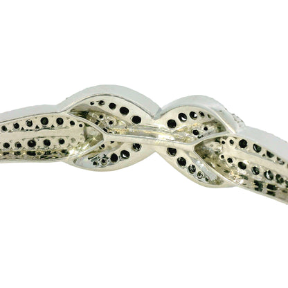 14k White Gold Black And White Diamond X Bangle Bracelet