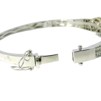14k White Gold Black And White Diamond X Bangle Bracelet