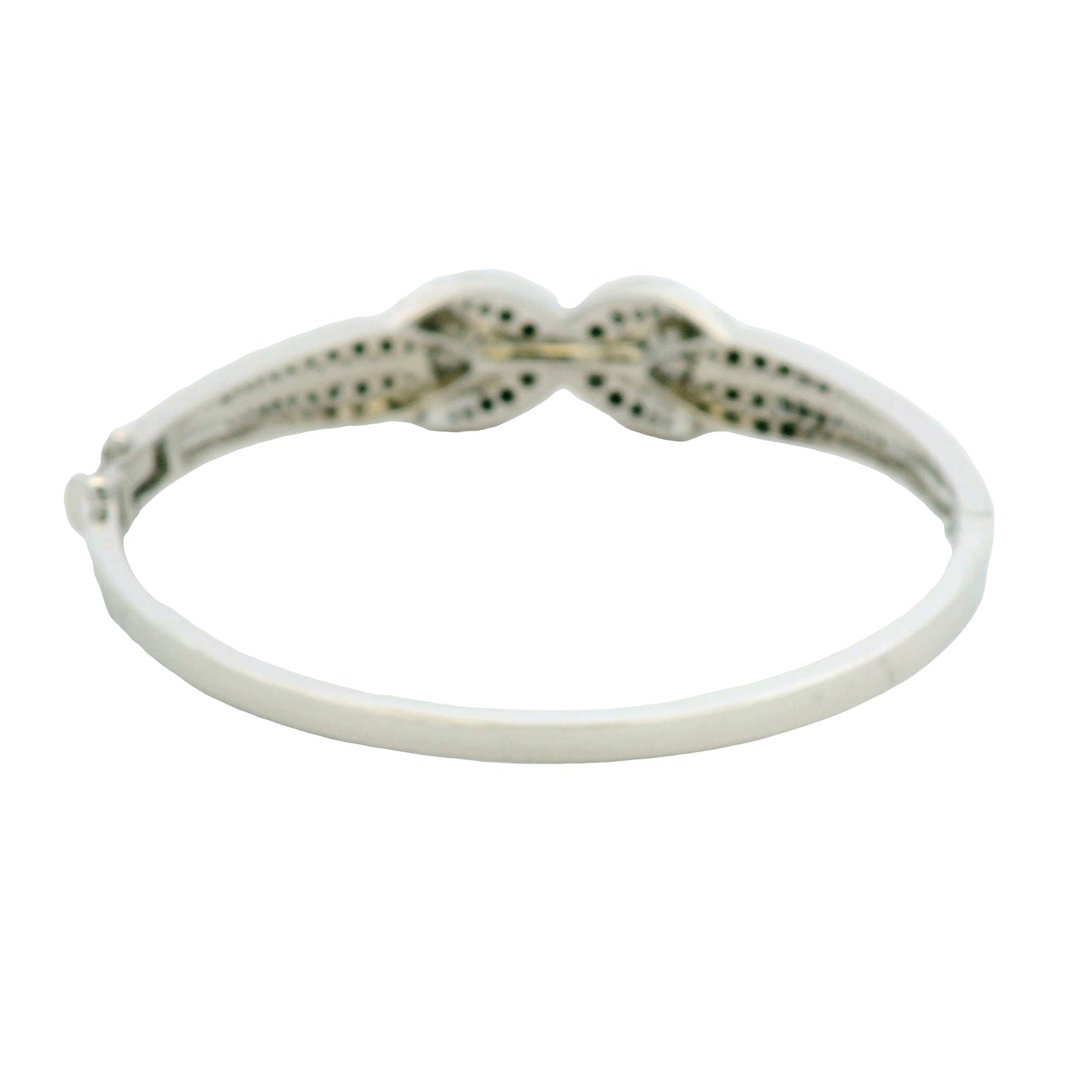 14k White Gold Black And White Diamond X Bangle Bracelet