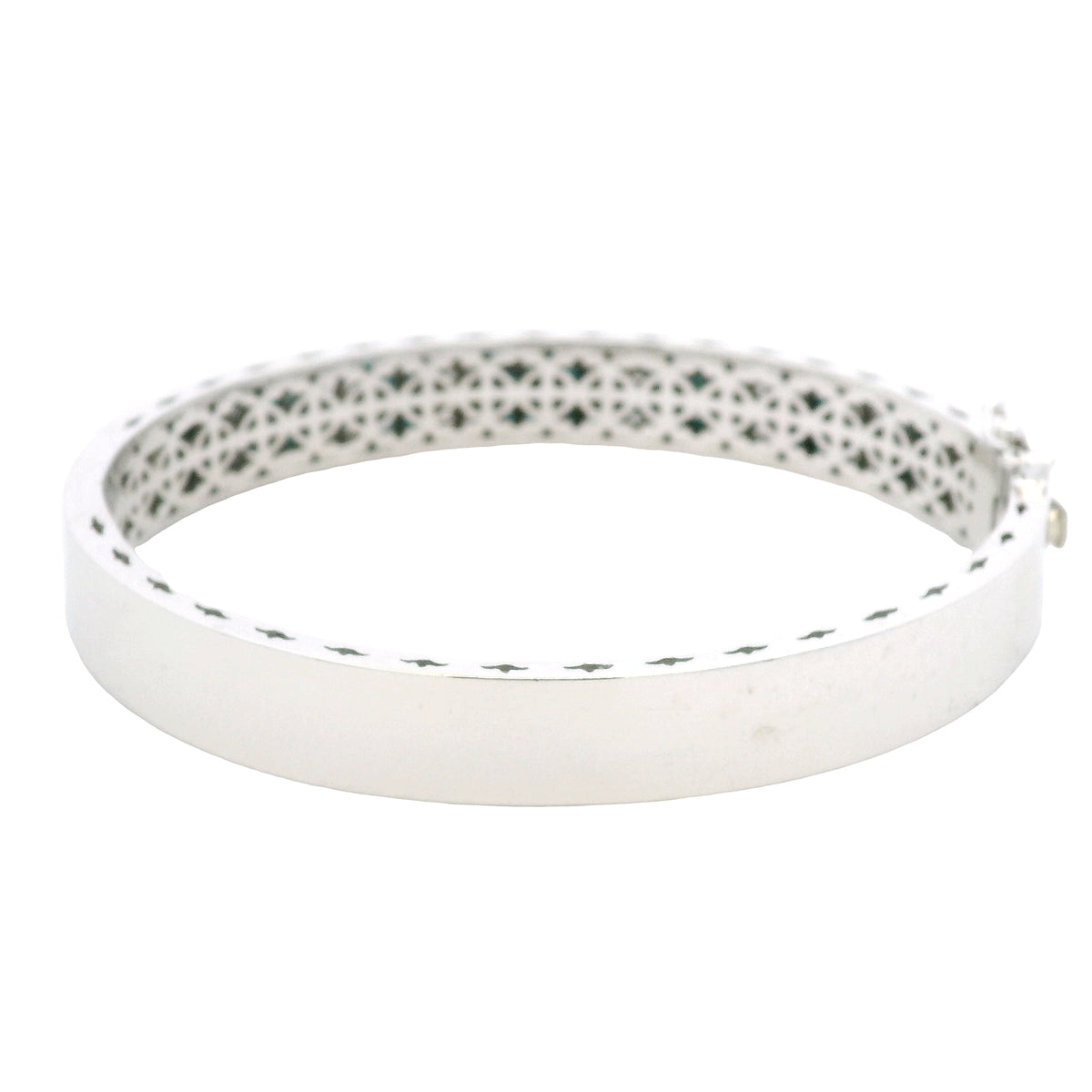 14K White Gold Natural White and Blue Diamond Bangle Bracelet — product photo 3