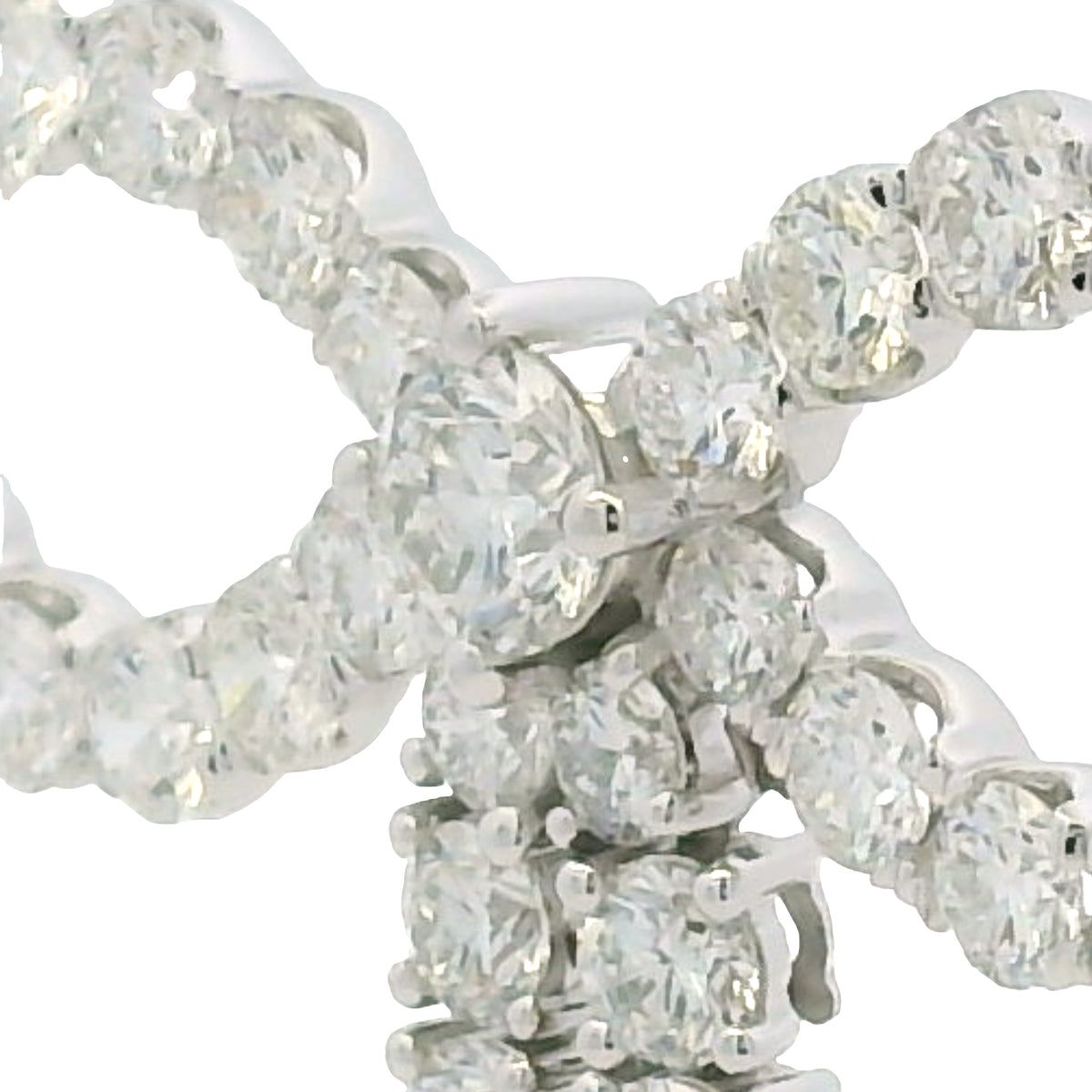 14k White Gold Baguette And Round Diamond Bow Pendant Necklace — product photo 5