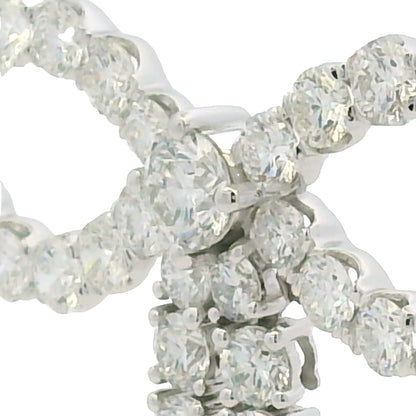 14k White Gold Baguette And Round Diamond Bow Pendant Necklace