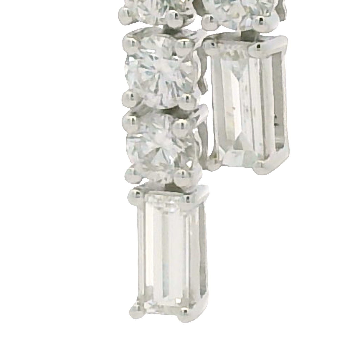 14k White Gold Baguette And Round Diamond Bow Pendant Necklace
