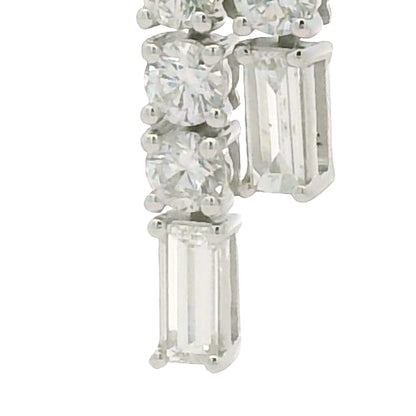 14k White Gold Baguette And Round Diamond Bow Pendant Necklace