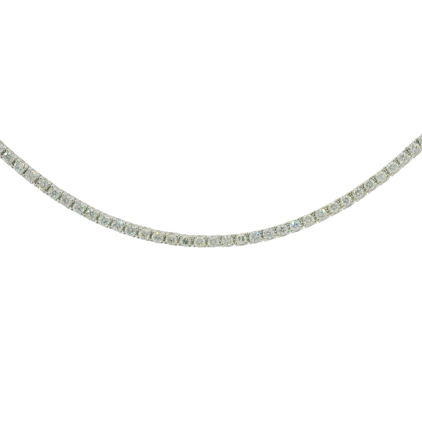 14k White Gold Natural 3.50 Carat Diamond Adjustable Tennis Necklace