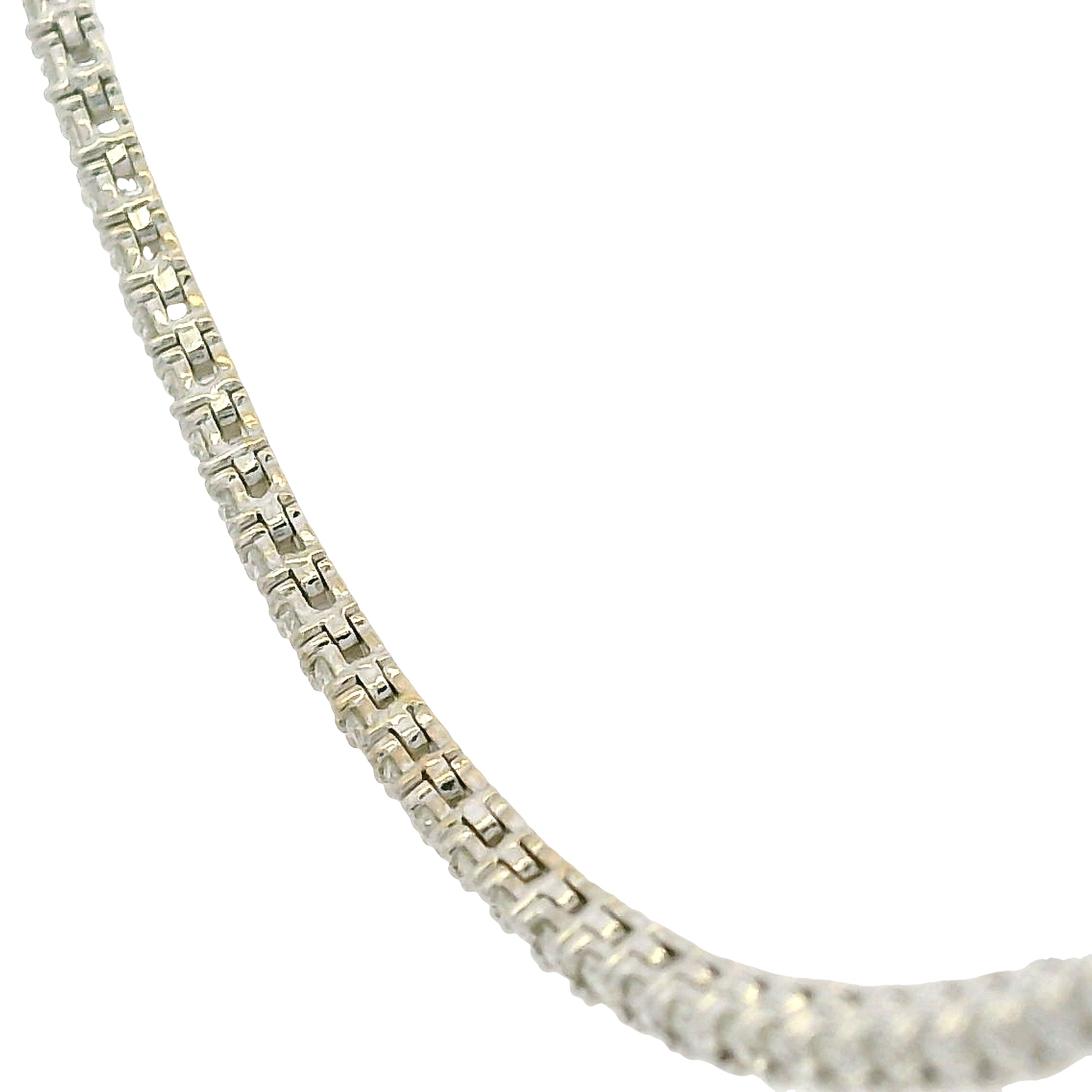14k White Gold Natural 3.50 Carat Diamond Adjustable Tennis Necklace