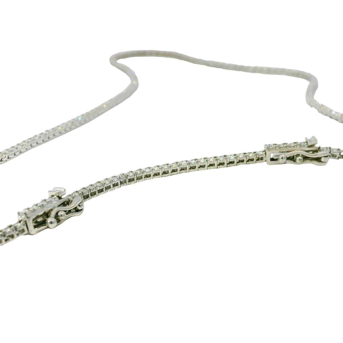 14k White Gold Natural 3.50 Carat Diamond Adjustable Tennis Necklace — product photo 6