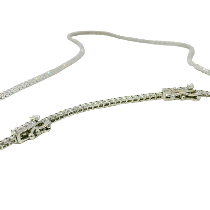 14k White Gold Natural 3.50 Carat Diamond Adjustable Tennis Necklace
