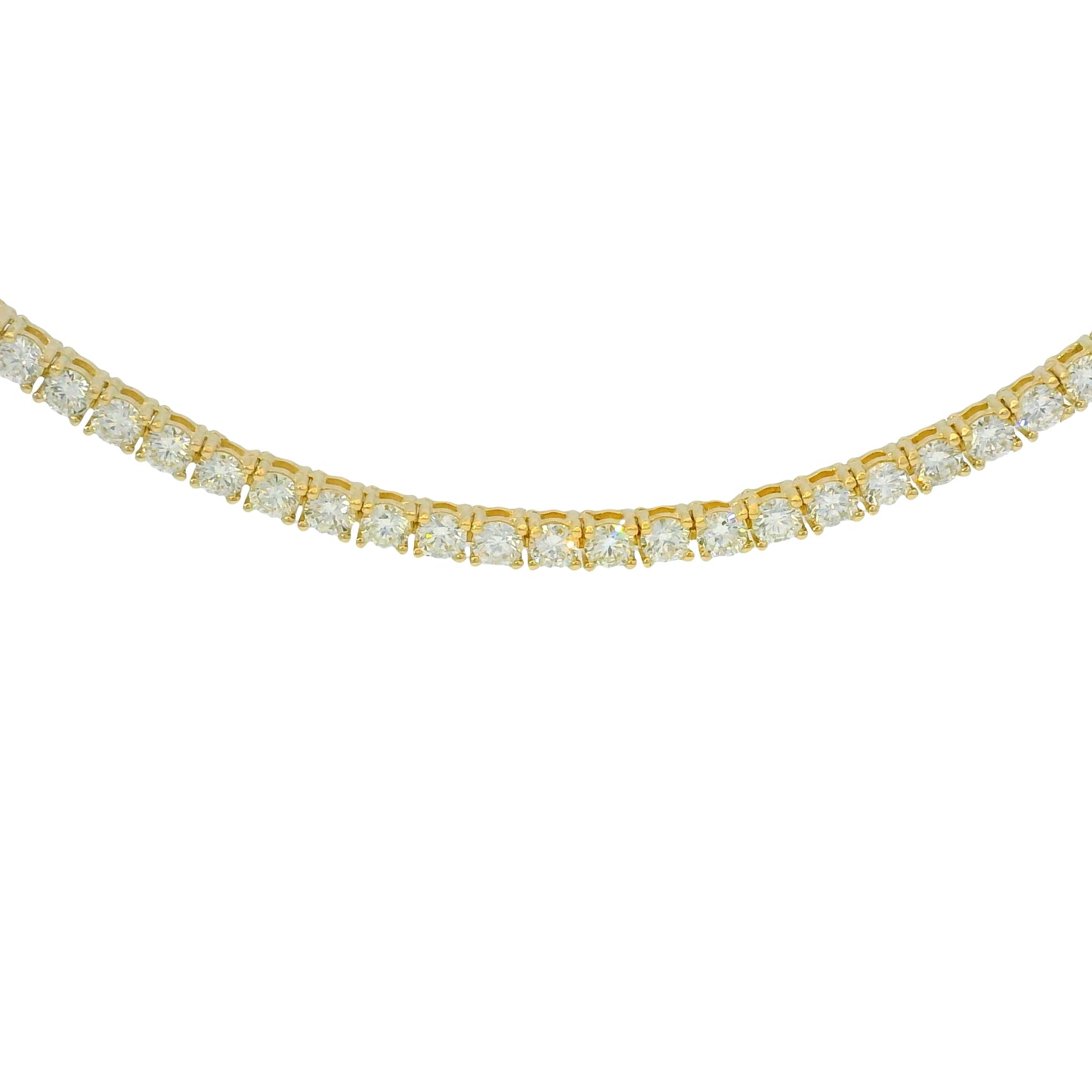 14k Yellow Gold Natural 7.10 Carat Diamond Tennis Necklace