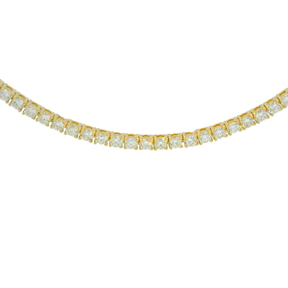 14k Yellow Gold Natural 7.10 Carat Diamond Tennis Necklace