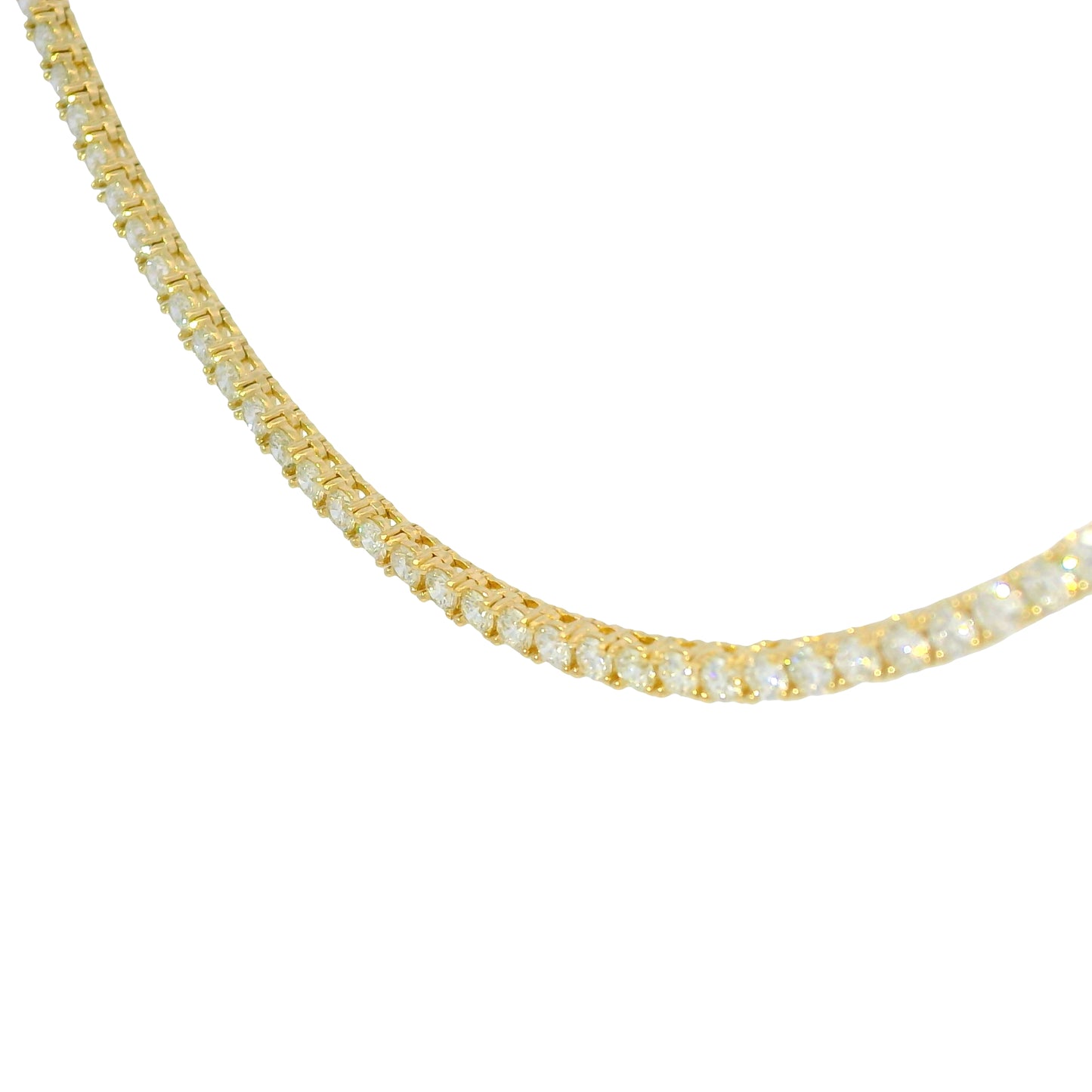 14k Yellow Gold Natural 7.10 Carat Diamond Tennis Necklace